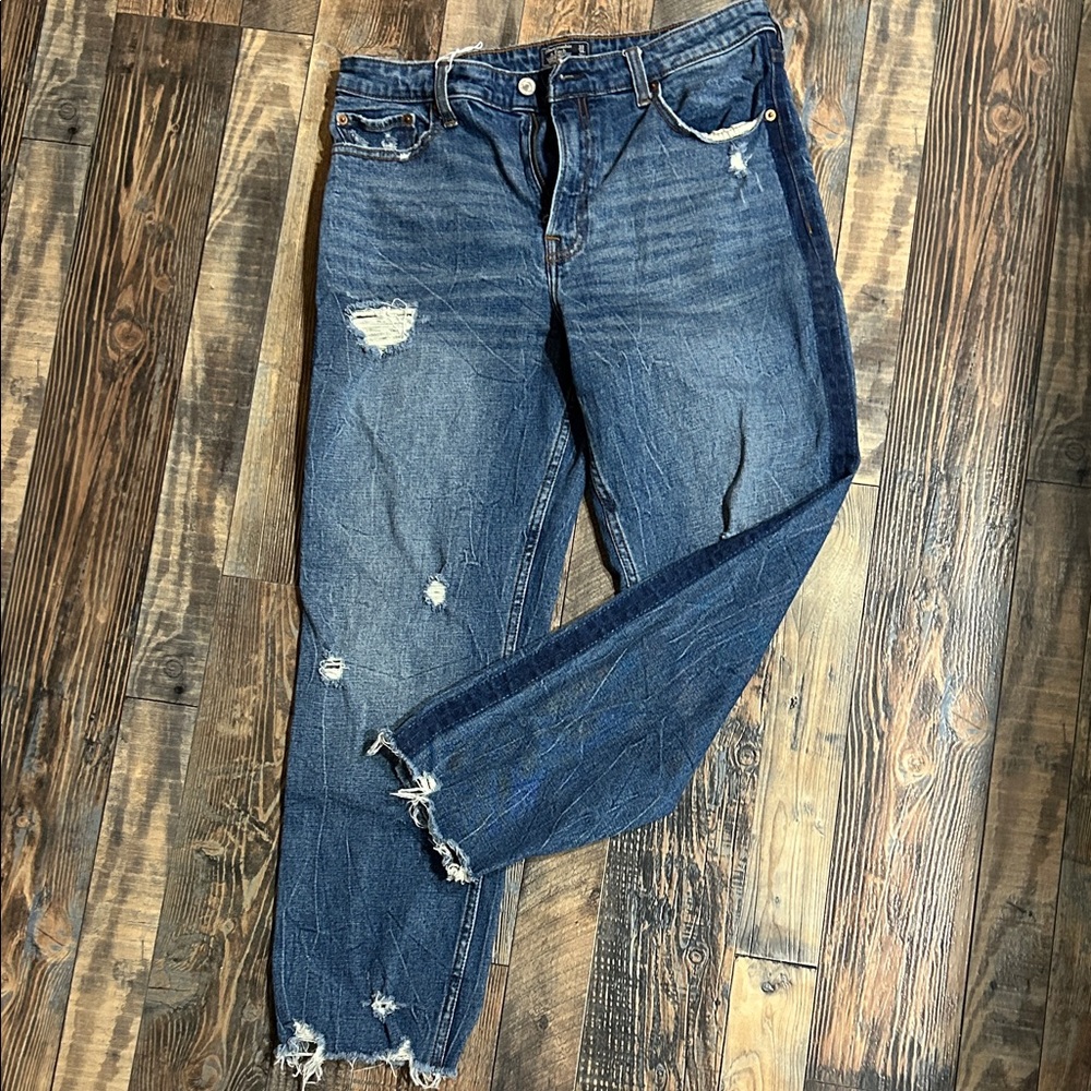 Abercrombie & Fitch High Rise Distressed Blue Jeans